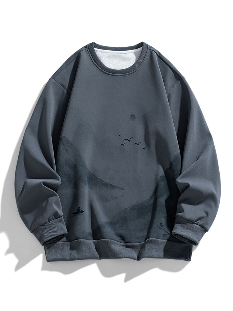 Valentijn | Sweater met inktlandschap en ronde hals