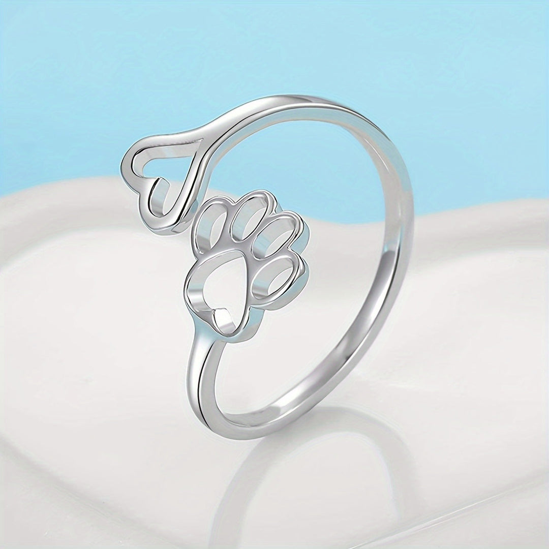 Fenna | Ring met pootafdruk en hartje