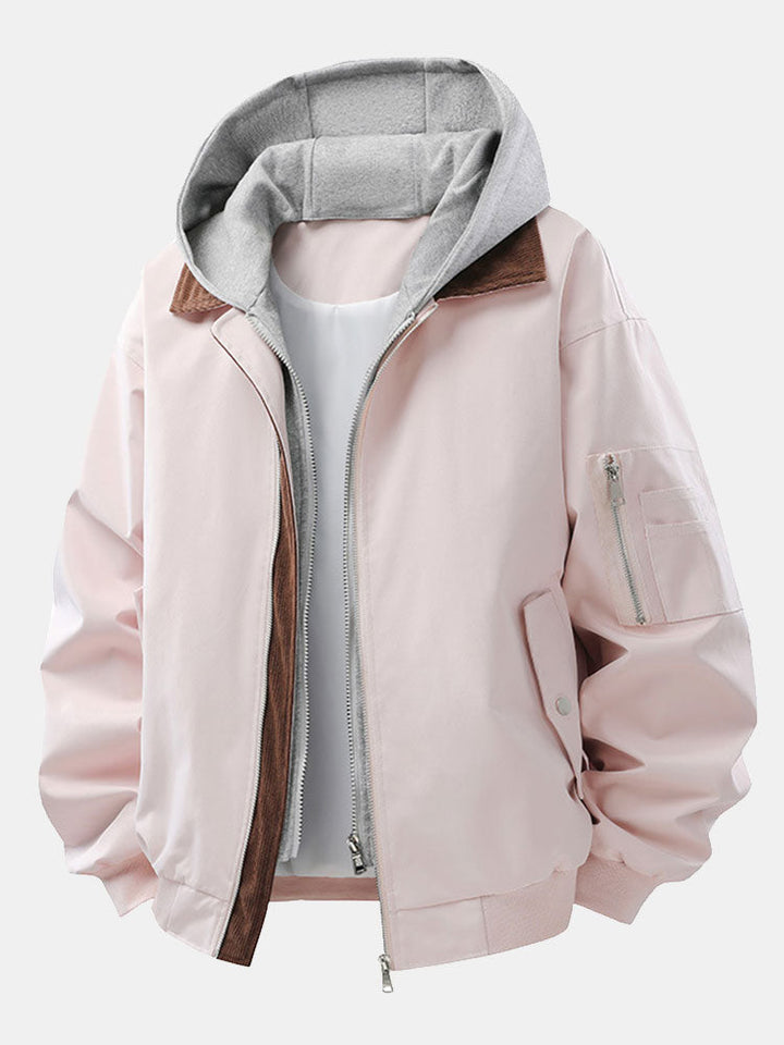 Jaap | Corduroy bomber jack met afneembare capuchon