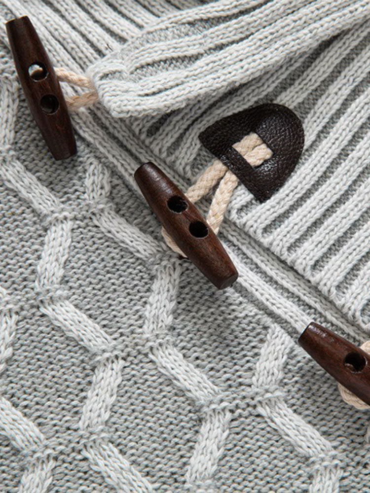 Pim | Jacquard coltrui met houtje-touwtjesluiting