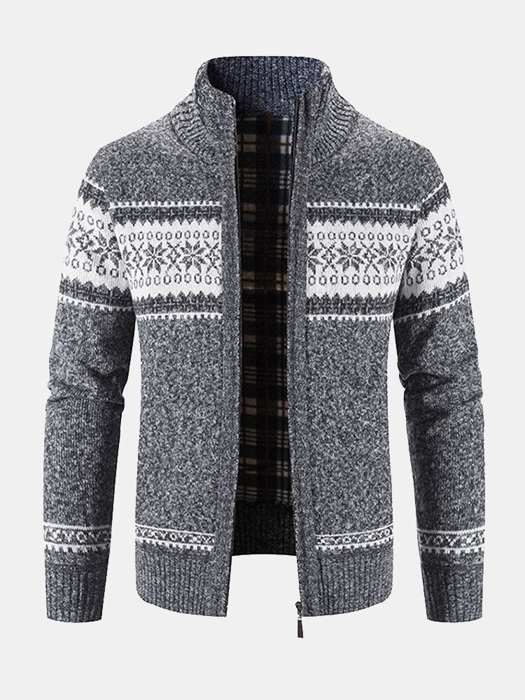 Rutger | Trui met geometrisch patroon en rits