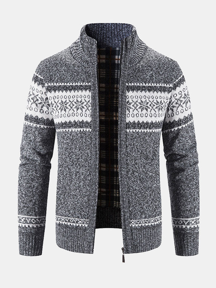 Rutger | Trui met geometrisch patroon en rits