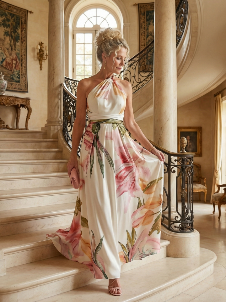 Anita | Maxi-jurk met Bloemenprint en Bindceintuur