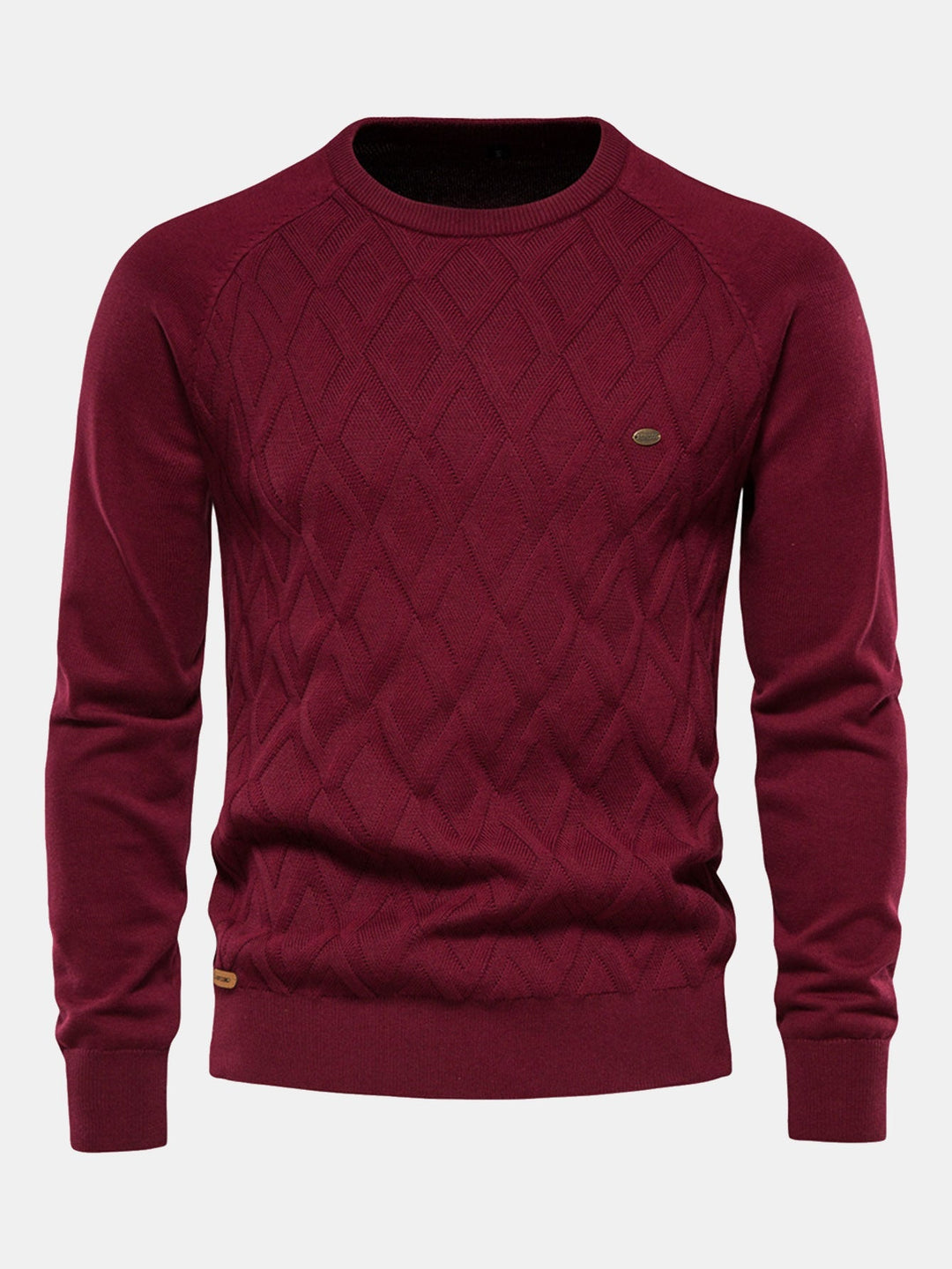 Cas | Jacquardtrui met geometrisch motief en ronde hals