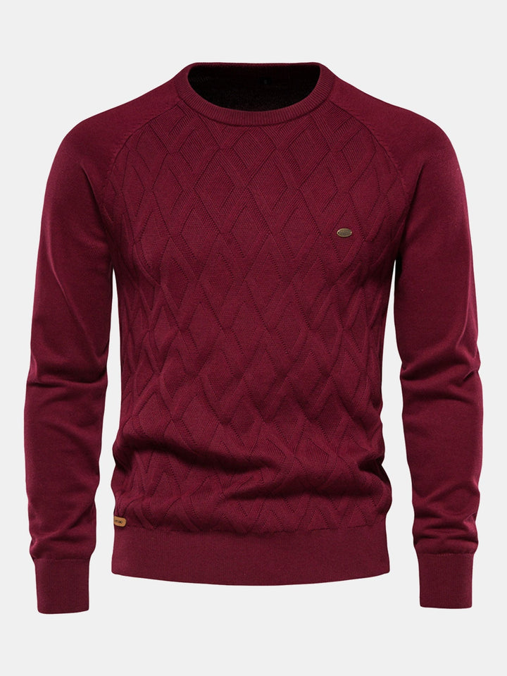 Cas | Jacquardtrui met geometrisch motief en ronde hals