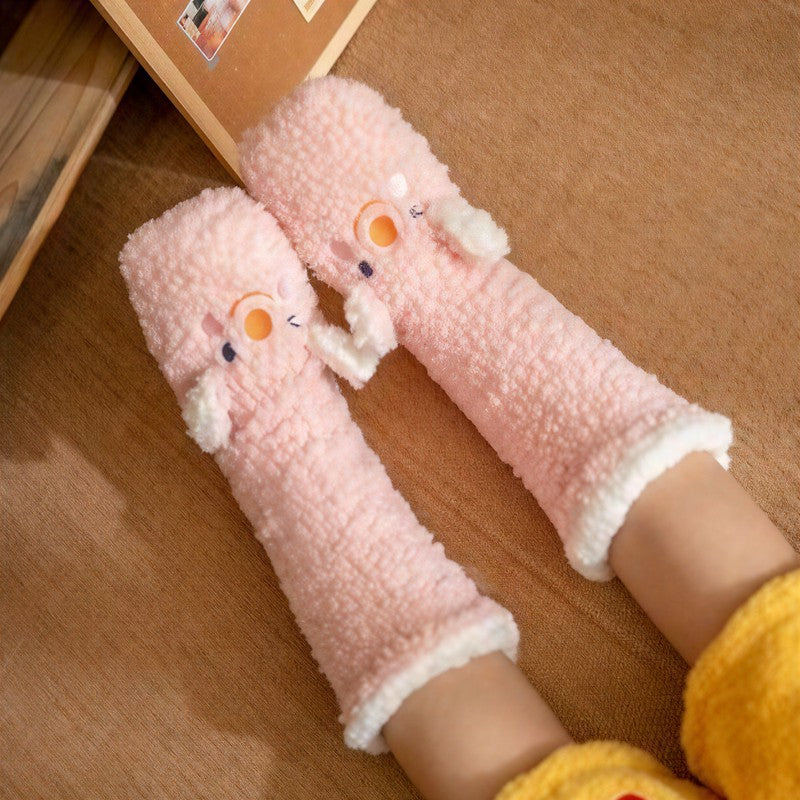 Lisanne | Hoge pluche huissokken met eendje