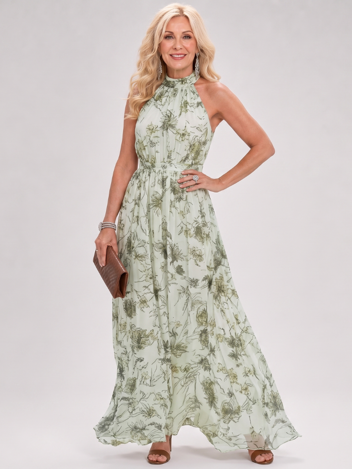 Manon | Midi-jurk met Strooibloemen op Crème