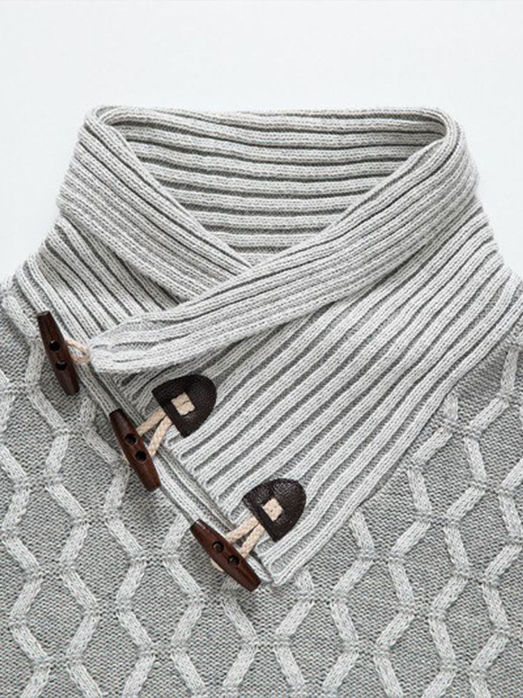Pim | Jacquard coltrui met houtje-touwtjesluiting