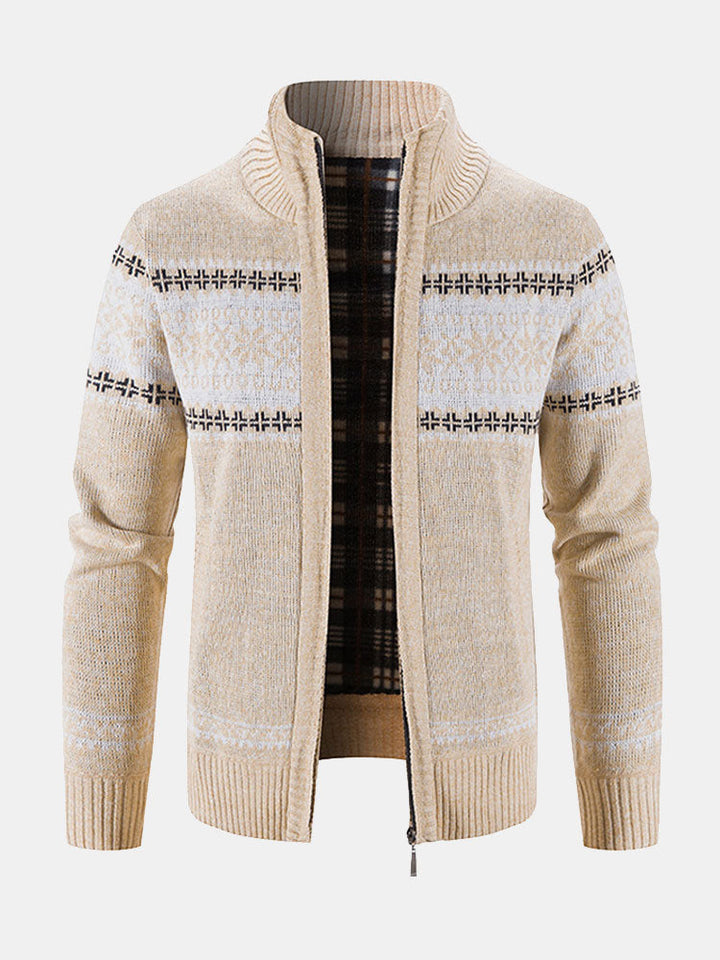 Rutger | Trui met geometrisch patroon en rits