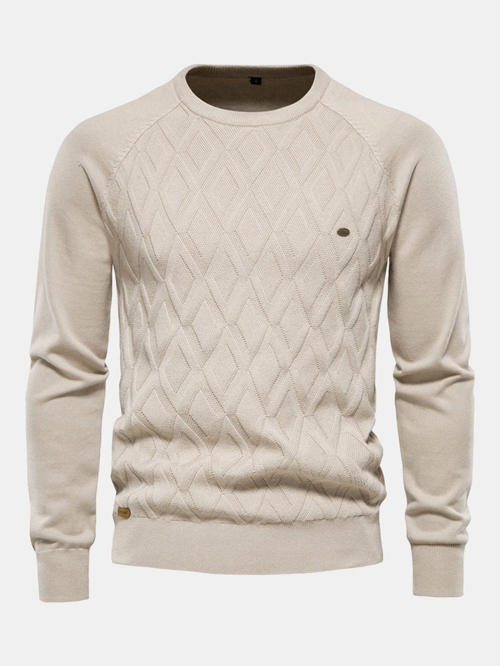 Cas | Jacquardtrui met geometrisch motief en ronde hals