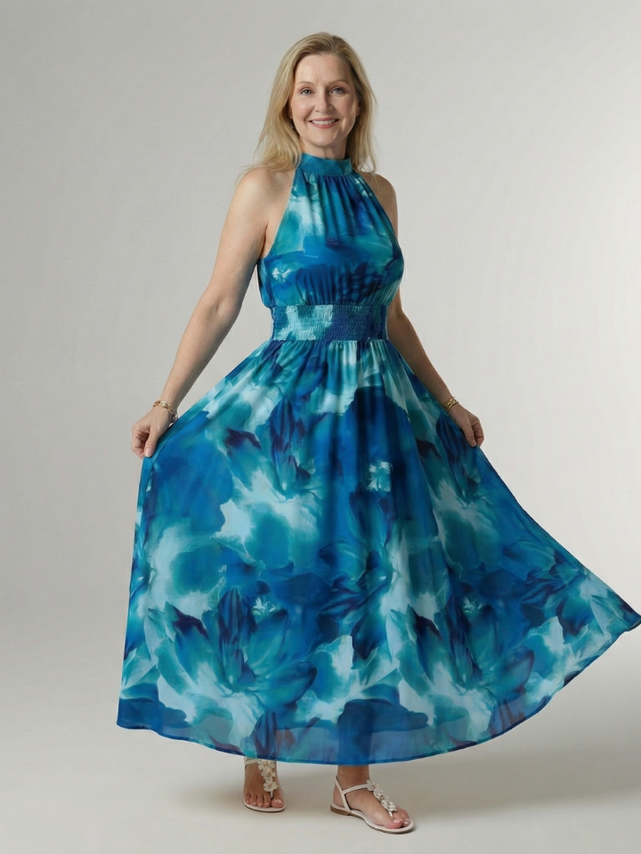 Esther | Maxi-jurk met Batikprint in Geel