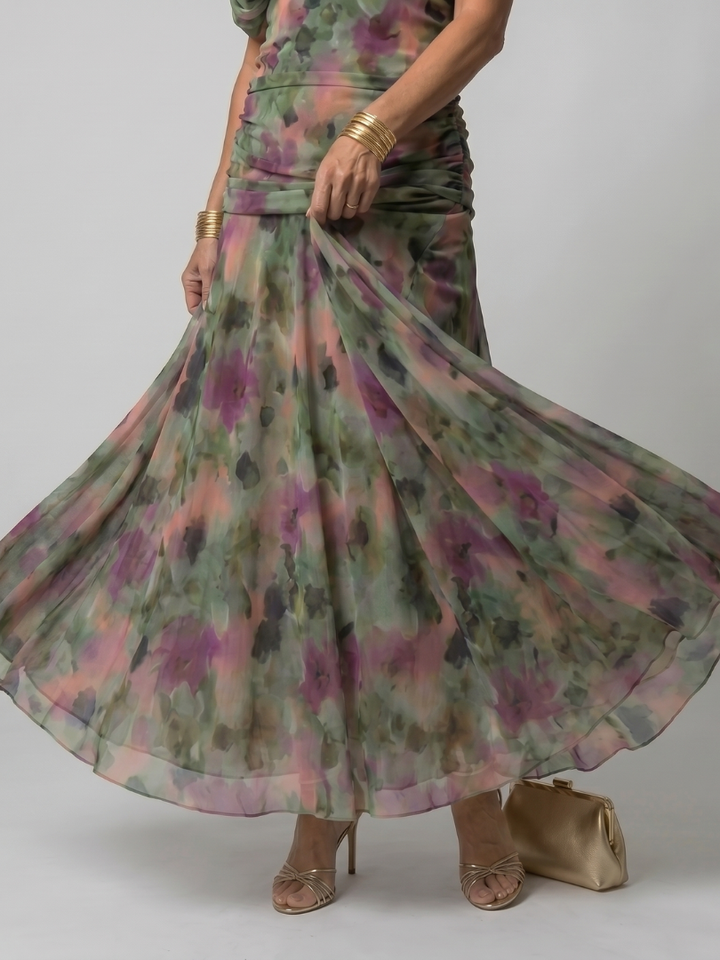 Patricia | Midi-jurk met Bloemenprint in Paars