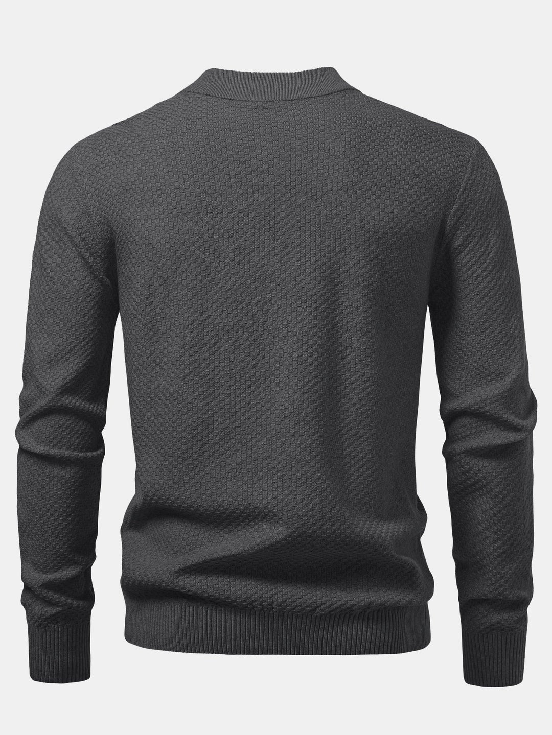Checkerboard Textured Mock Neck Sweater