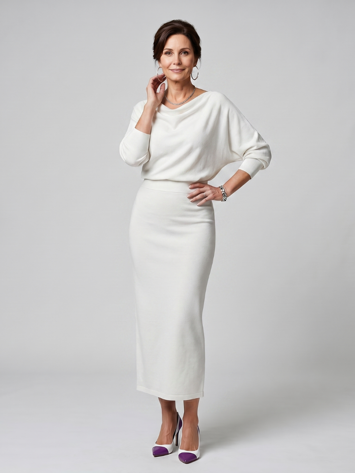 Anouschka | Gebreide Jurk met Watervalhals