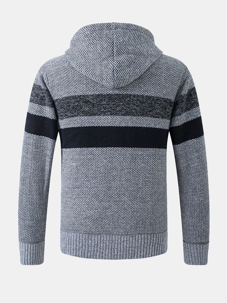 Remco | Gestreepte trui met capuchon en rits