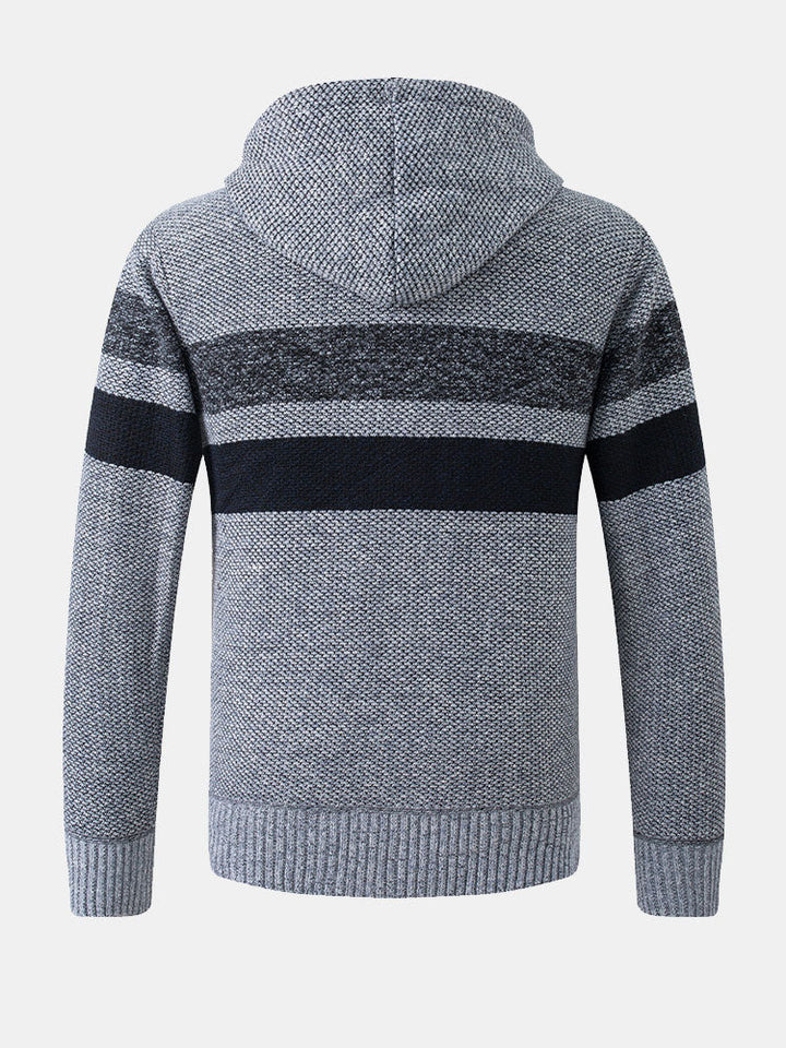 Remco | Gestreepte trui met capuchon en rits
