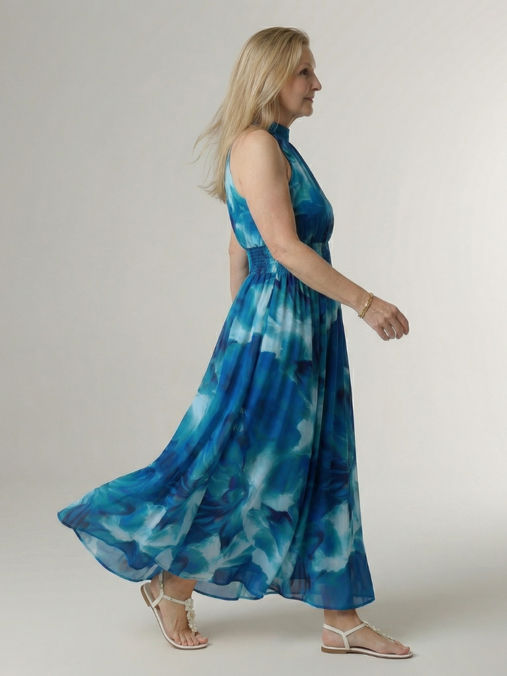 Esther | Maxi-jurk met Batikprint in Geel