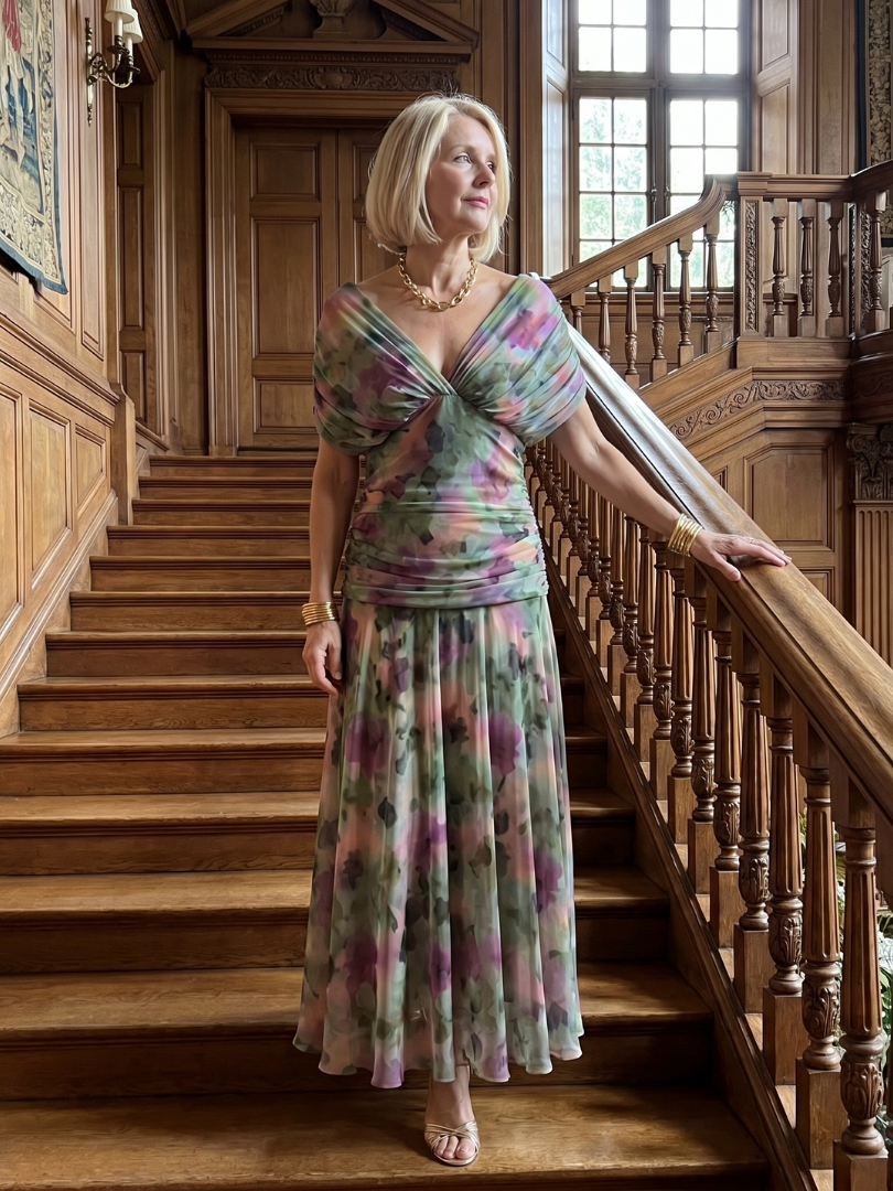 Patricia | Midi-jurk met Bloemenprint in Paars