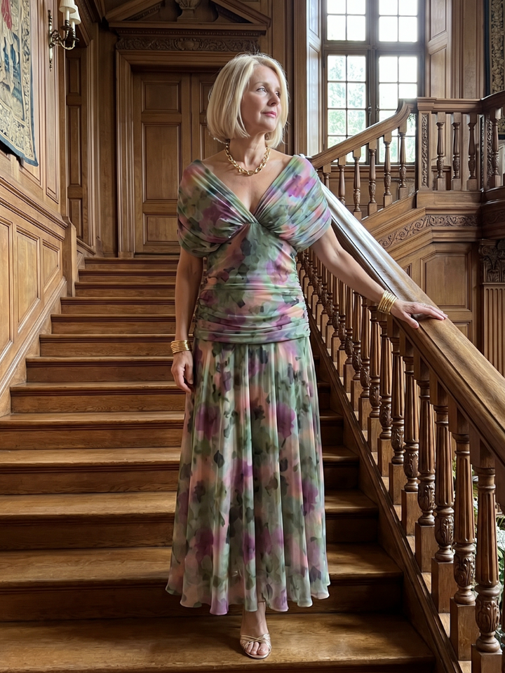 Patricia | Midi-jurk met Bloemenprint in Paars