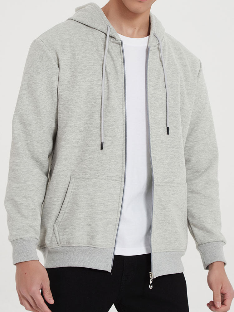 Twan | Basic katoenen hoodie met doorlopende ritssluiting