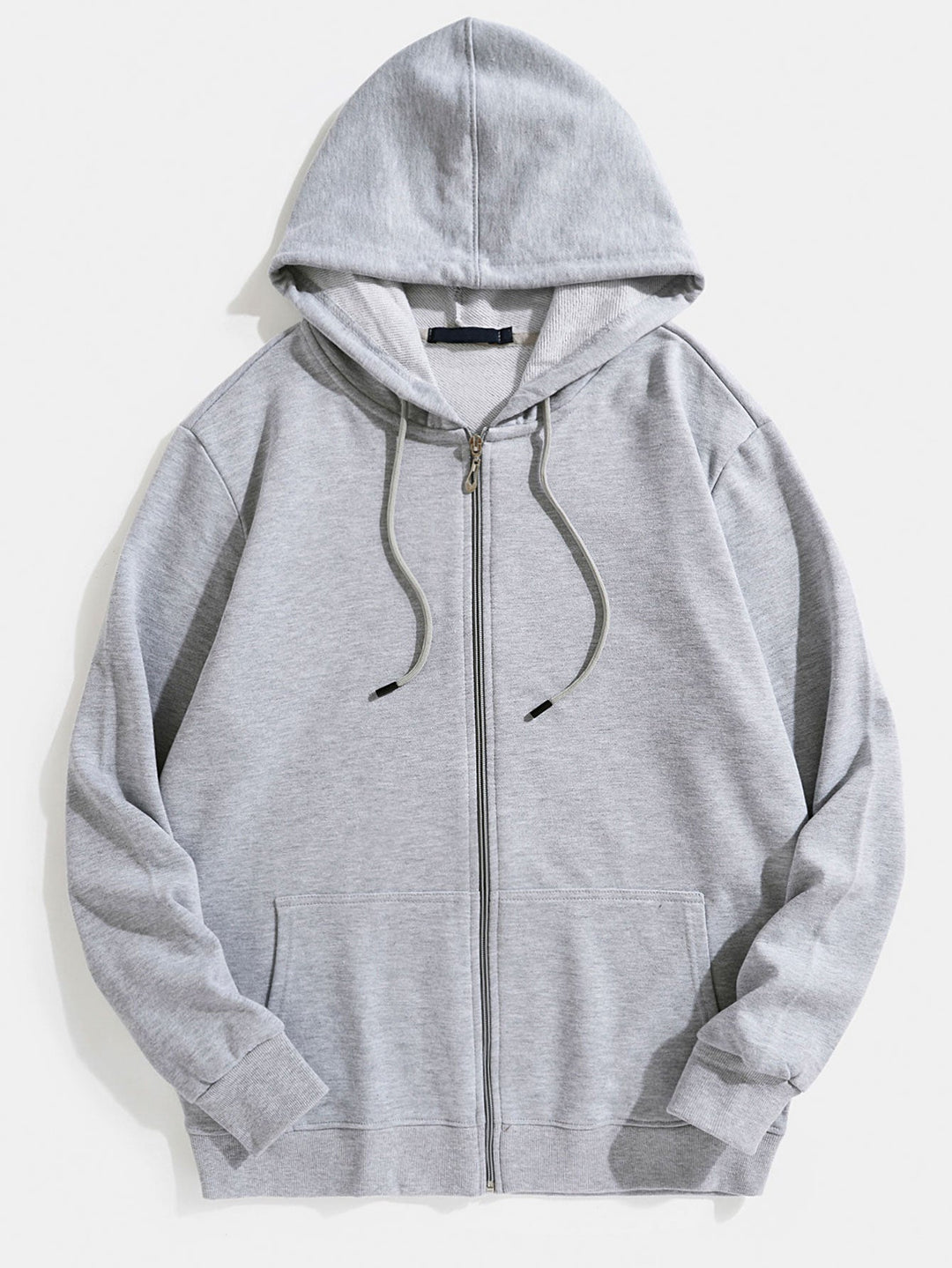 Twan | Basic katoenen hoodie met doorlopende ritssluiting