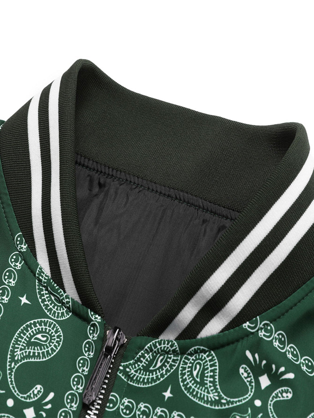 Boaz | Baseball jack met paisleyprint en staande kraag