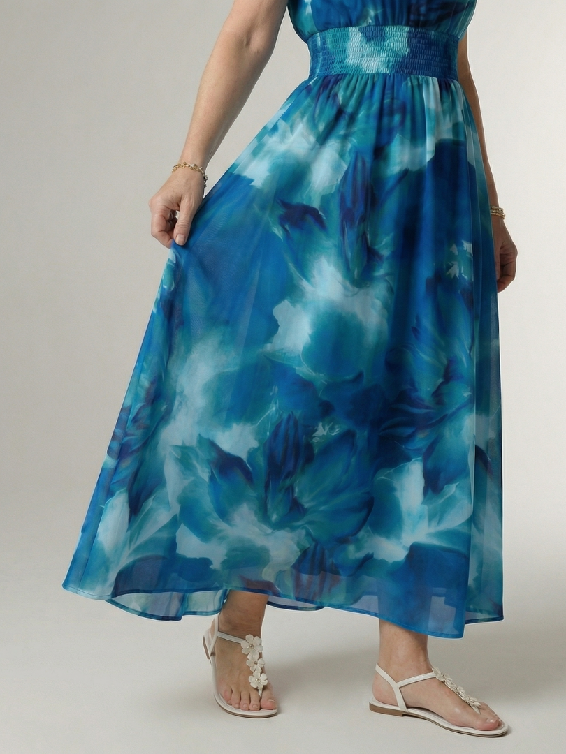 Esther | Maxi-jurk met Batikprint in Geel