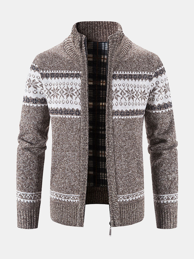 Rutger | Trui met geometrisch patroon en rits
