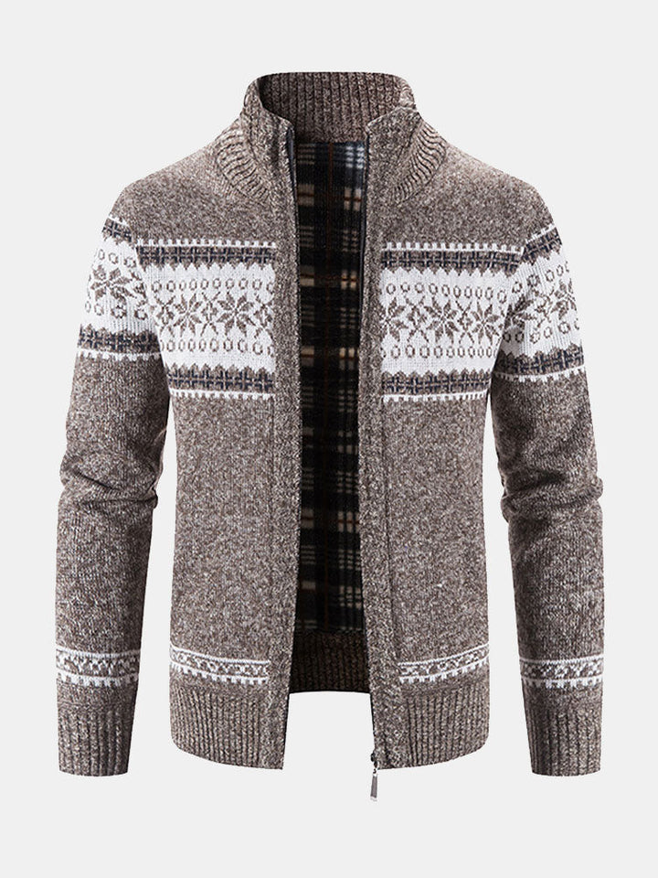 Rutger | Trui met geometrisch patroon en rits