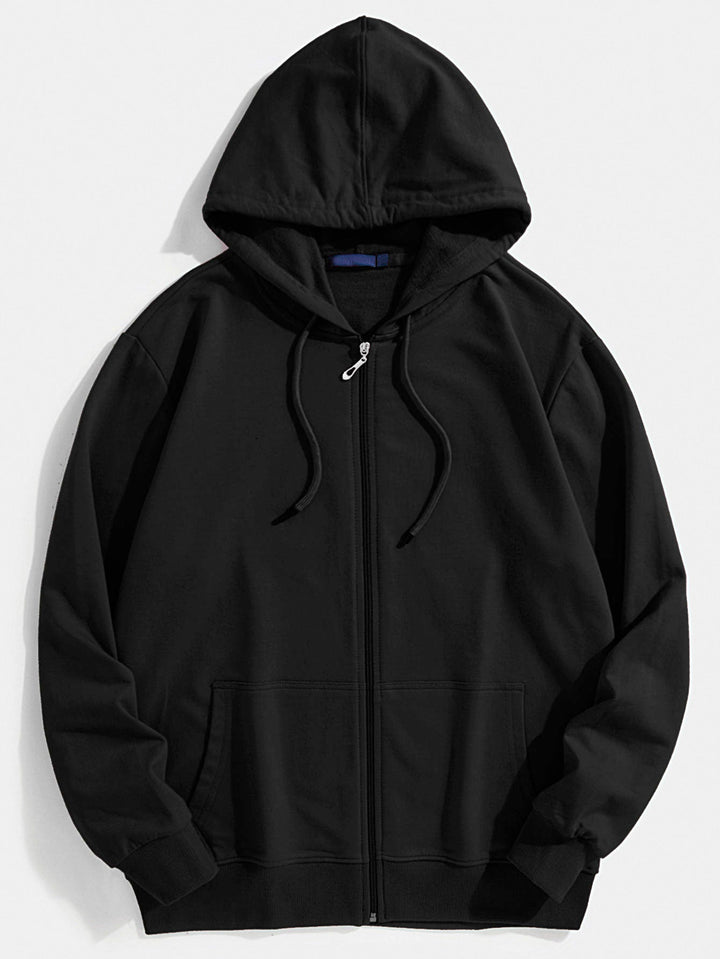 Twan | Basic katoenen hoodie met doorlopende ritssluiting