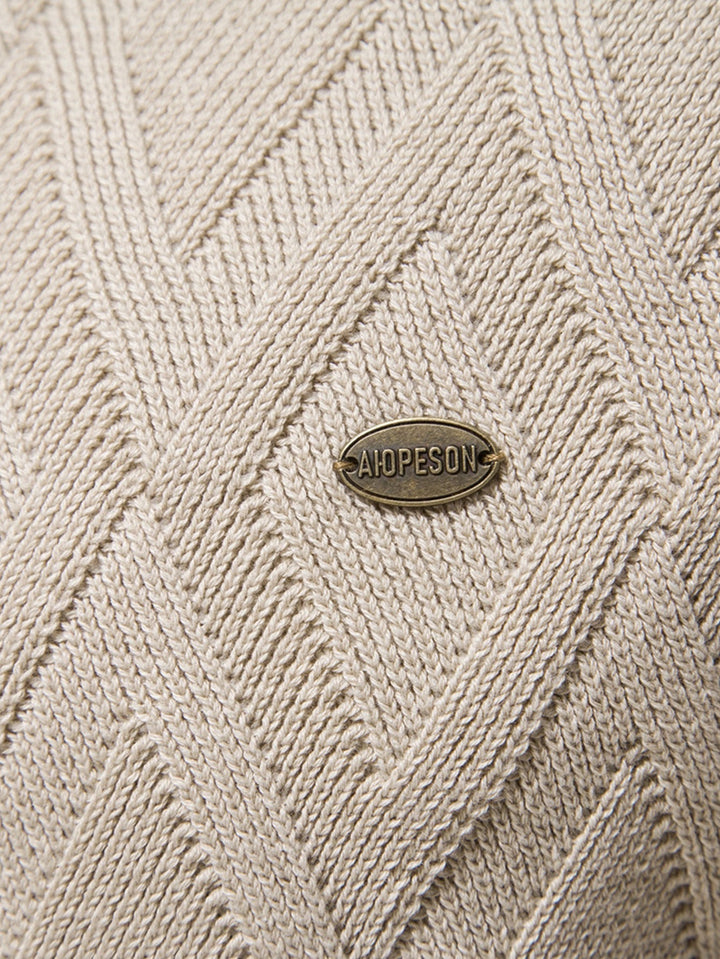 Cas | Jacquardtrui met geometrisch motief en ronde hals
