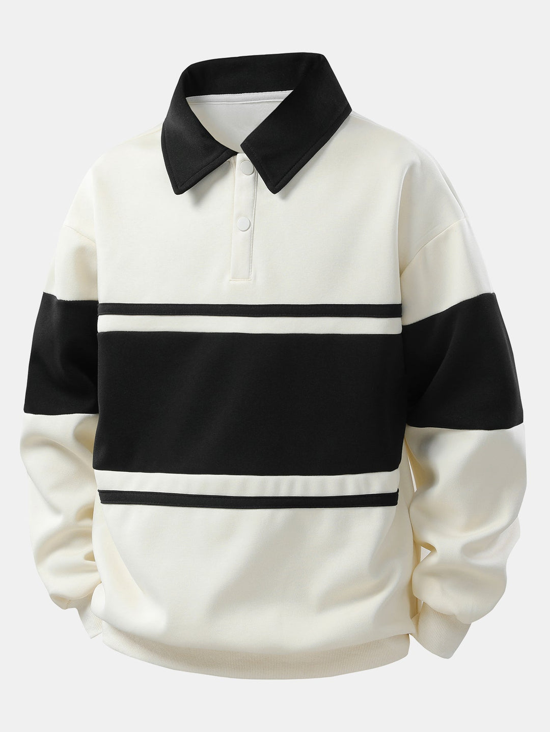 Hendrik | Polosweater met patchworkdetails en kleurvlakken en relaxte pasvorm