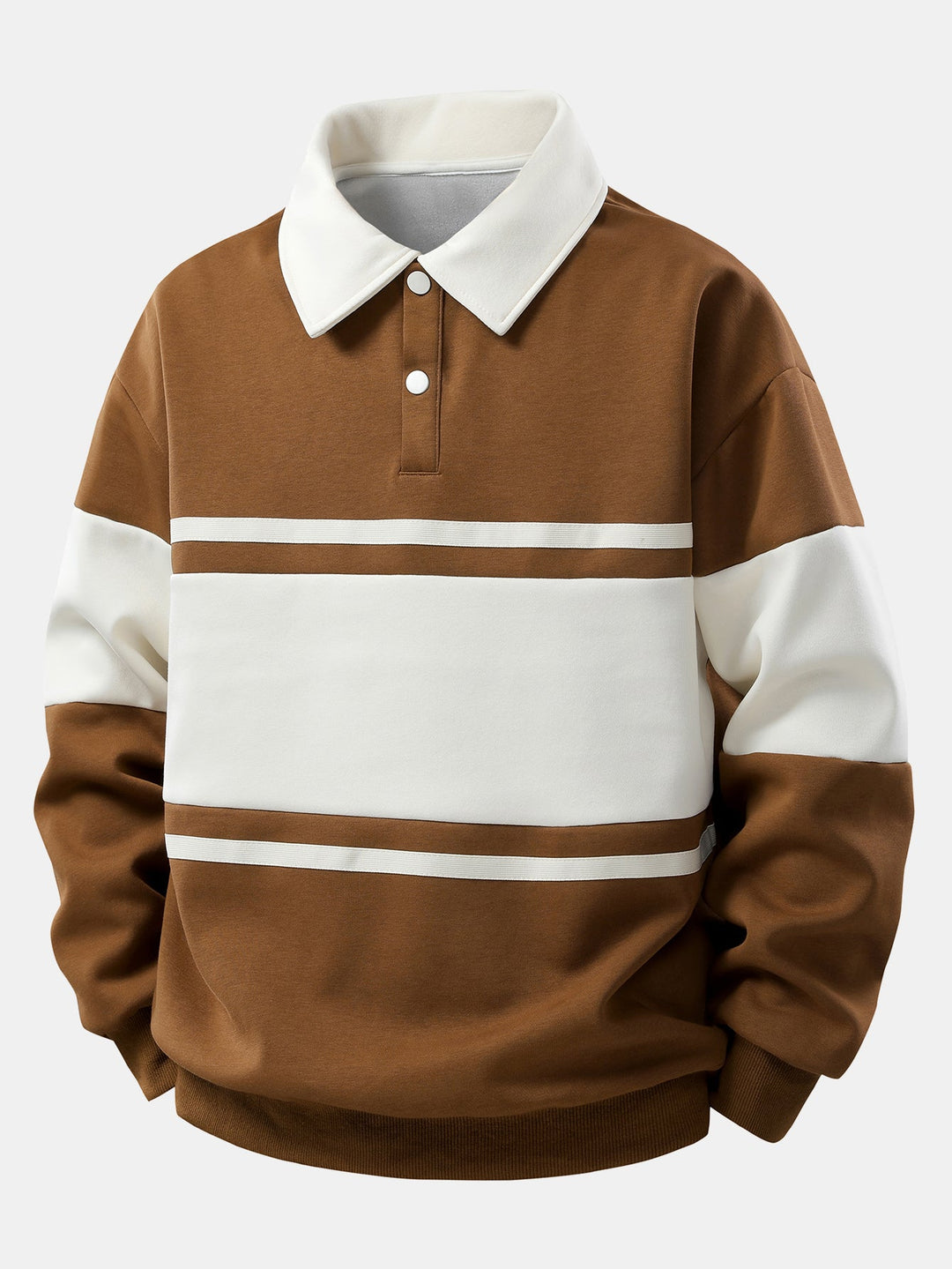 Hendrik | Polosweater met patchworkdetails en kleurvlakken en relaxte pasvorm
