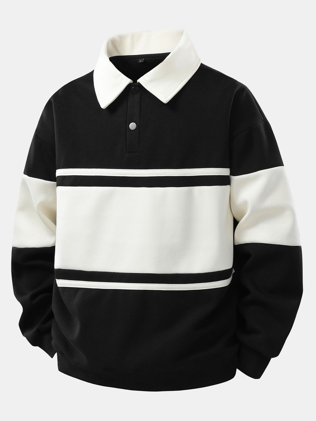 Hendrik | Polosweater met patchworkdetails en kleurvlakken en relaxte pasvorm