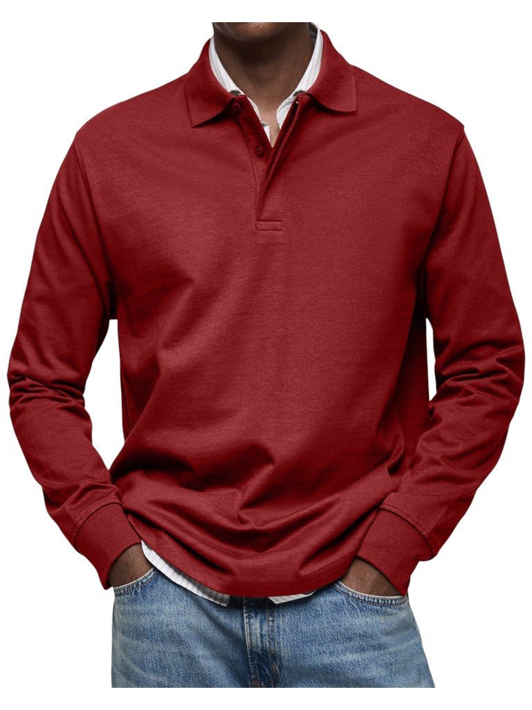 Aart | Marineblauwe polo met lange mouwen