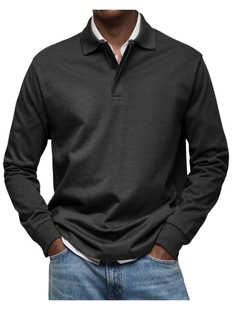 Aart | Marineblauwe polo met lange mouwen