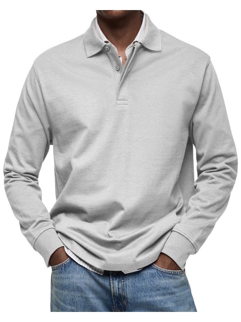 Aart | Marineblauwe polo met lange mouwen