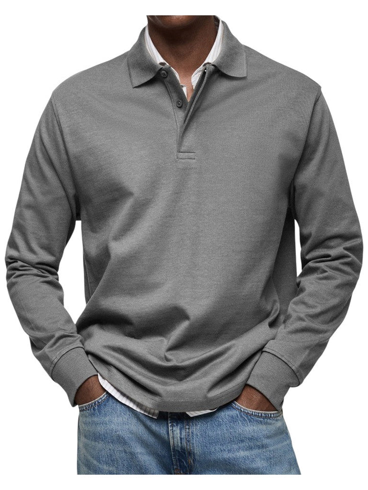 Aart | Marineblauwe polo met lange mouwen