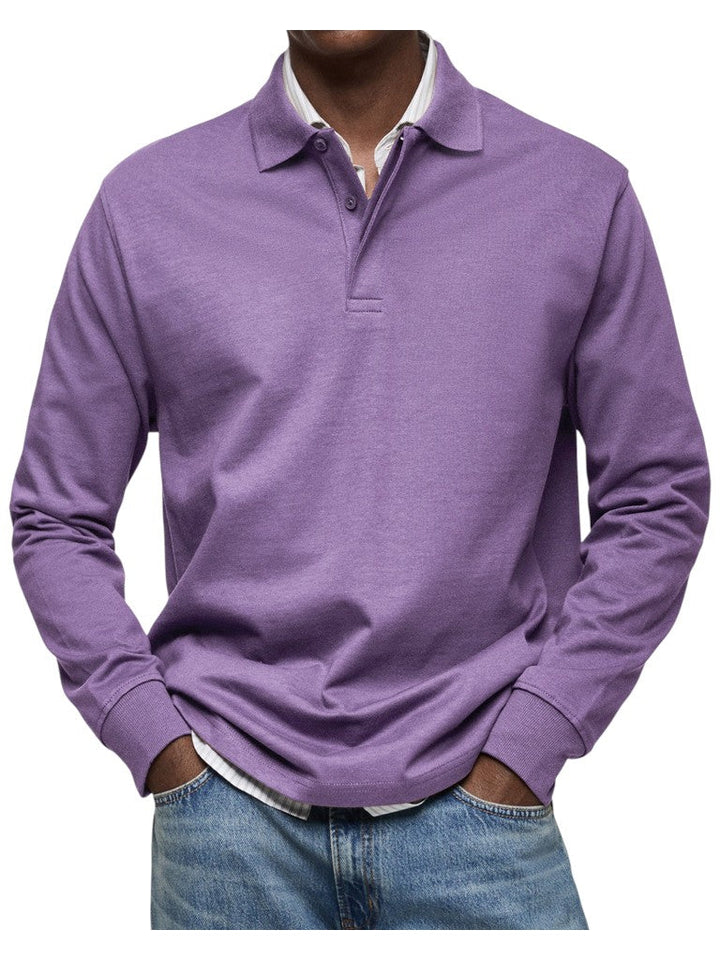 Aart | Marineblauwe polo met lange mouwen