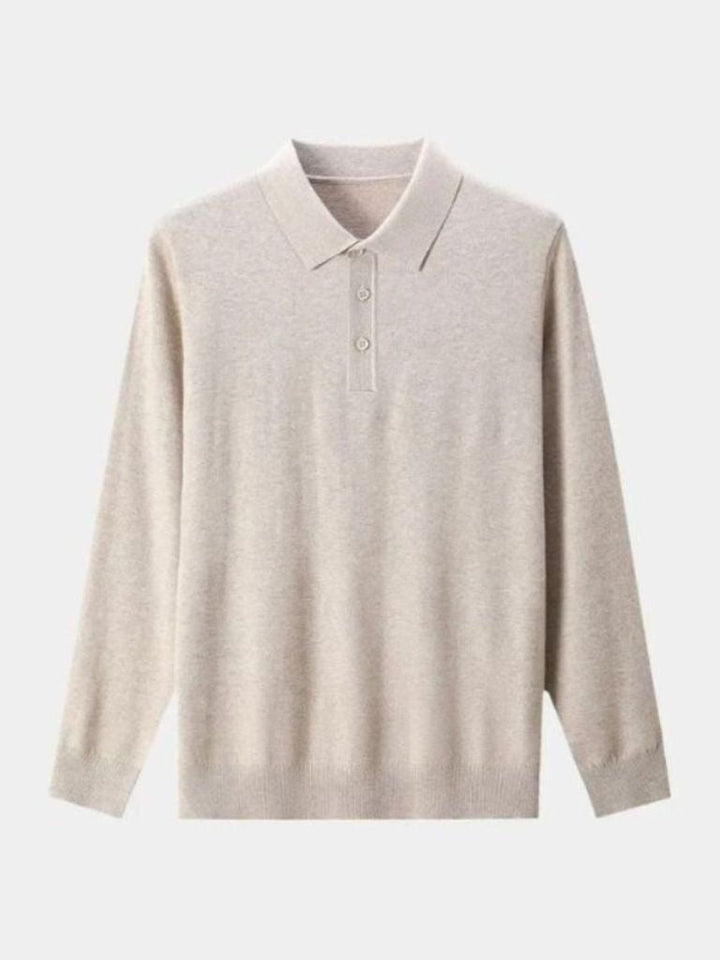 Albert | Grijze polo met lange mouwen