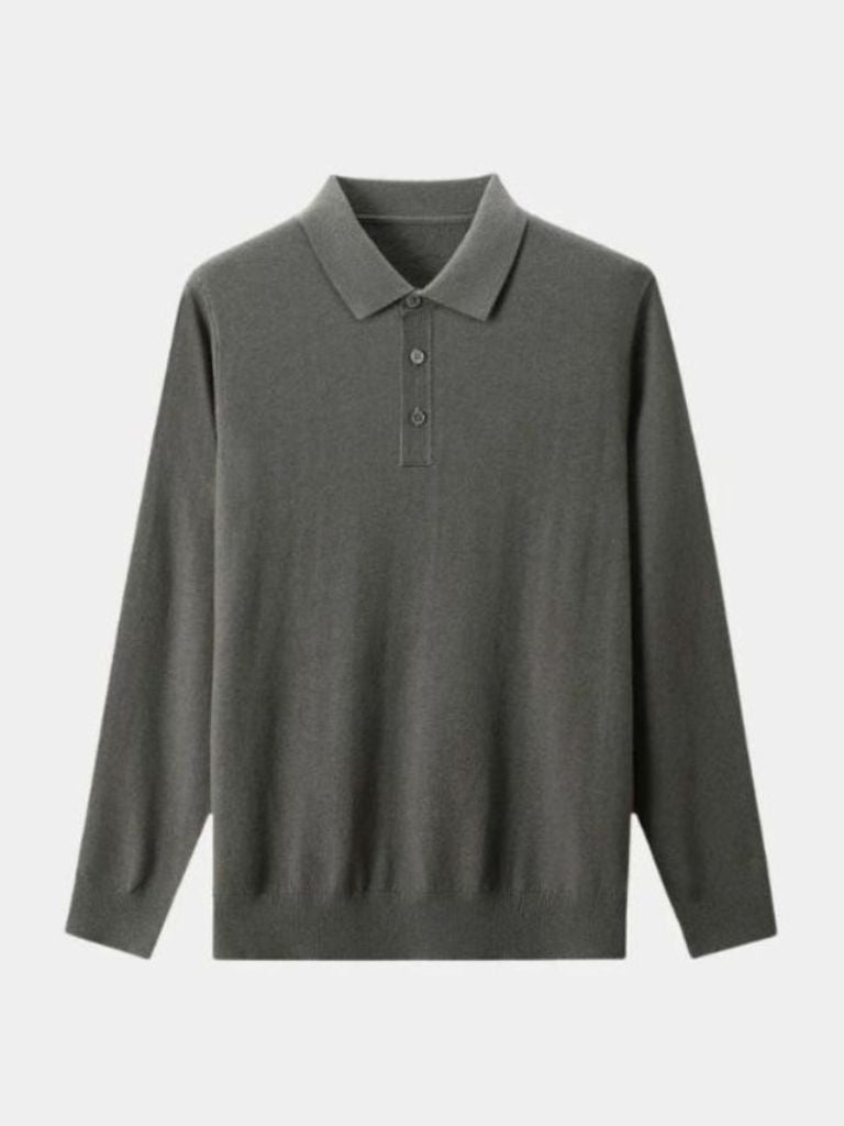 Albert | Grijze polo met lange mouwen