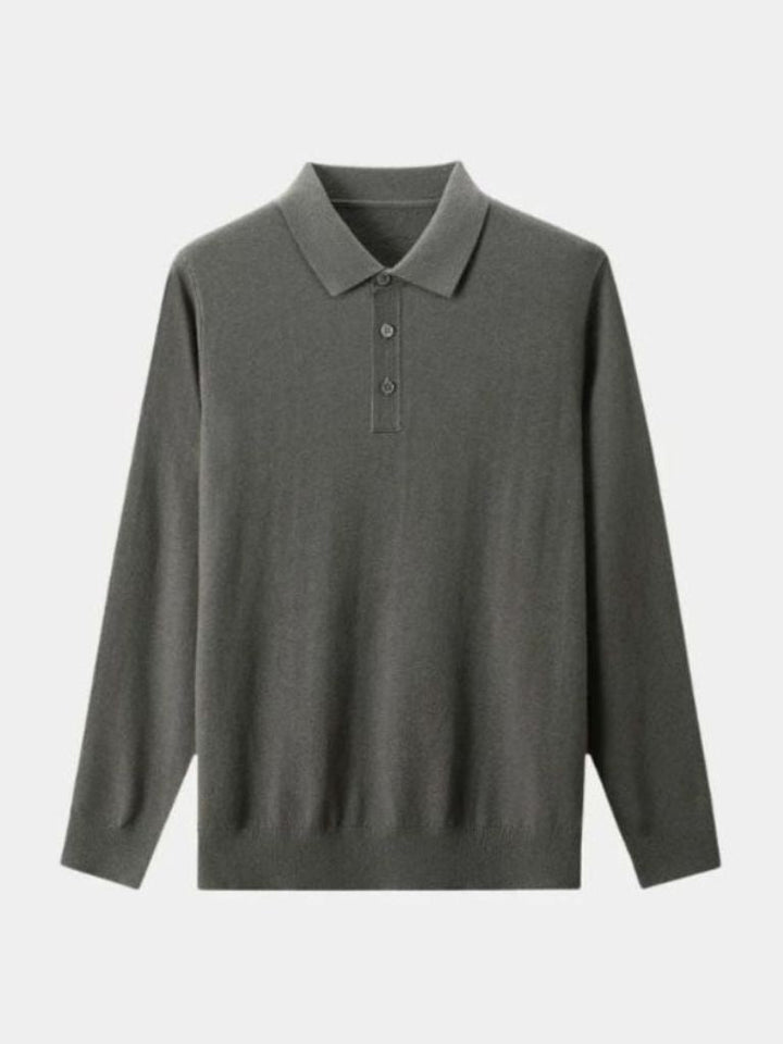 Albert | Grijze polo met lange mouwen