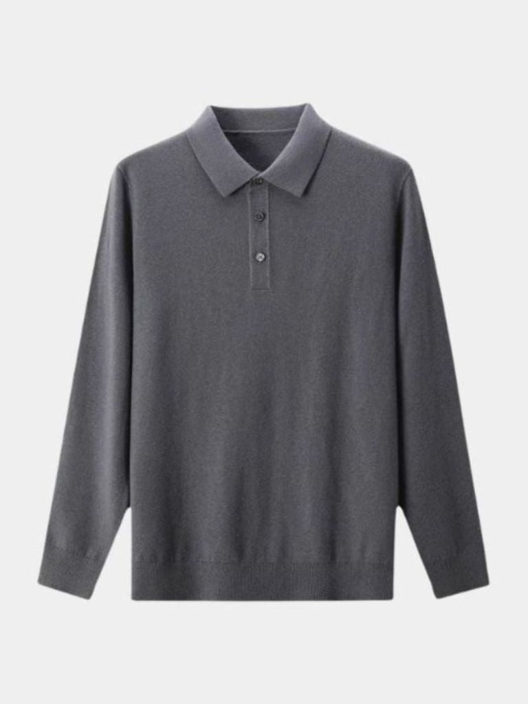 Albert | Grijze polo met lange mouwen