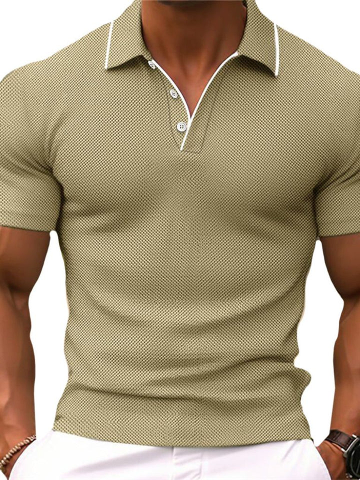 Alexander | Blauwe polo met contrastbies