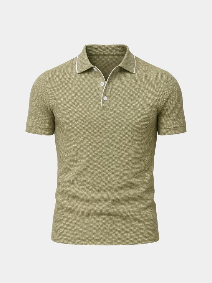 Alexander | Blauwe polo met contrastbies
