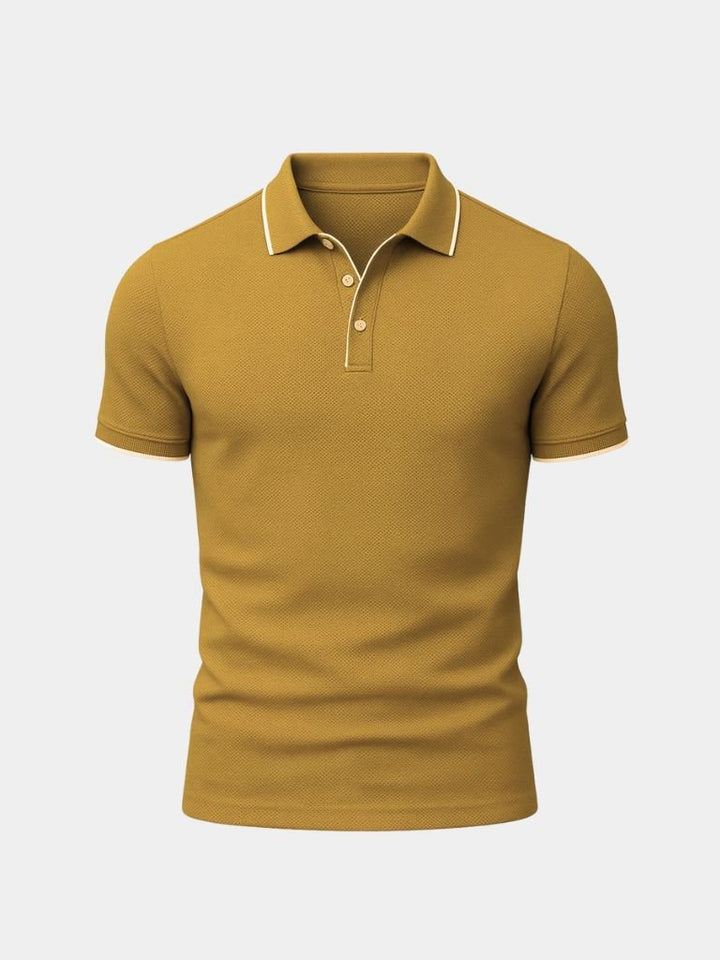 Alexander | Blauwe polo met contrastbies