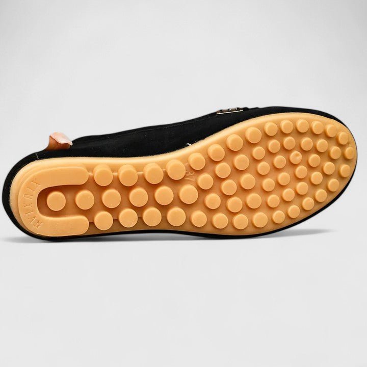 Tess | Turquoise mocassin met siernaden