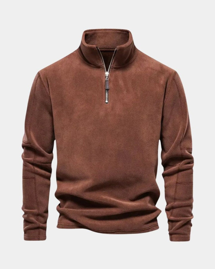 Dolf | Beige trui met halve rits