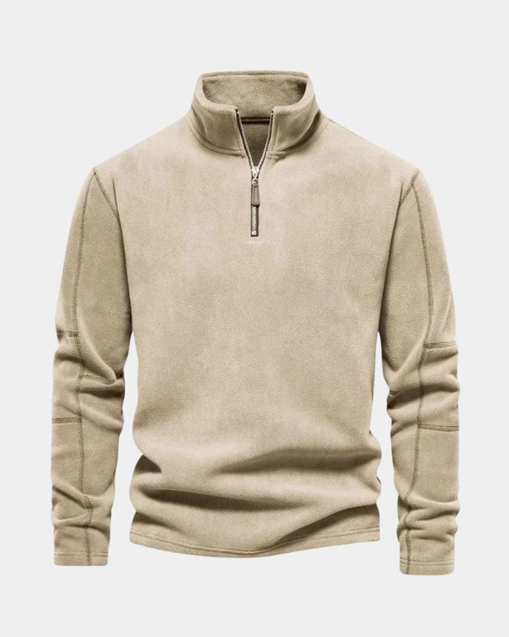 Dolf | Beige trui met halve rits