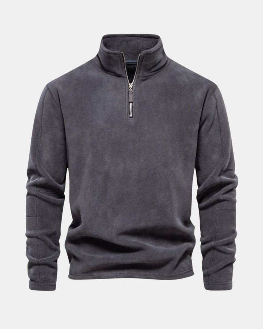 Dolf | Beige trui met halve rits